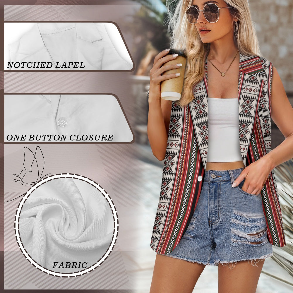 Sadu Print Fabric Modern Loose women's suit vest