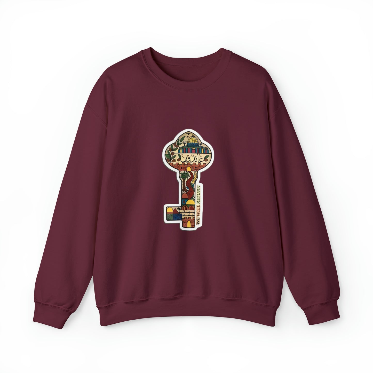 Palestinian Key Design, Unisex Heavy Blend™ Crewneck Sweatshirt, Falasteen, Jerusalem