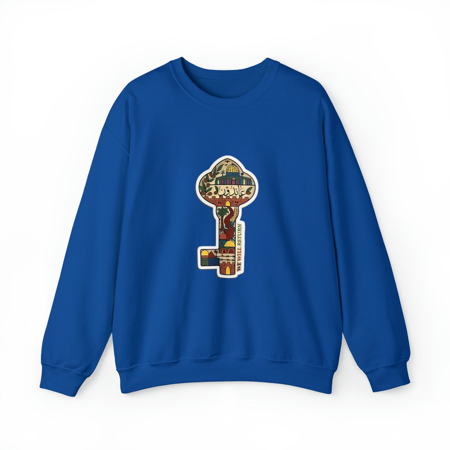 Palestinian Key Design, Unisex Heavy Blend™ Crewneck Sweatshirt, Falasteen, Jerusalem