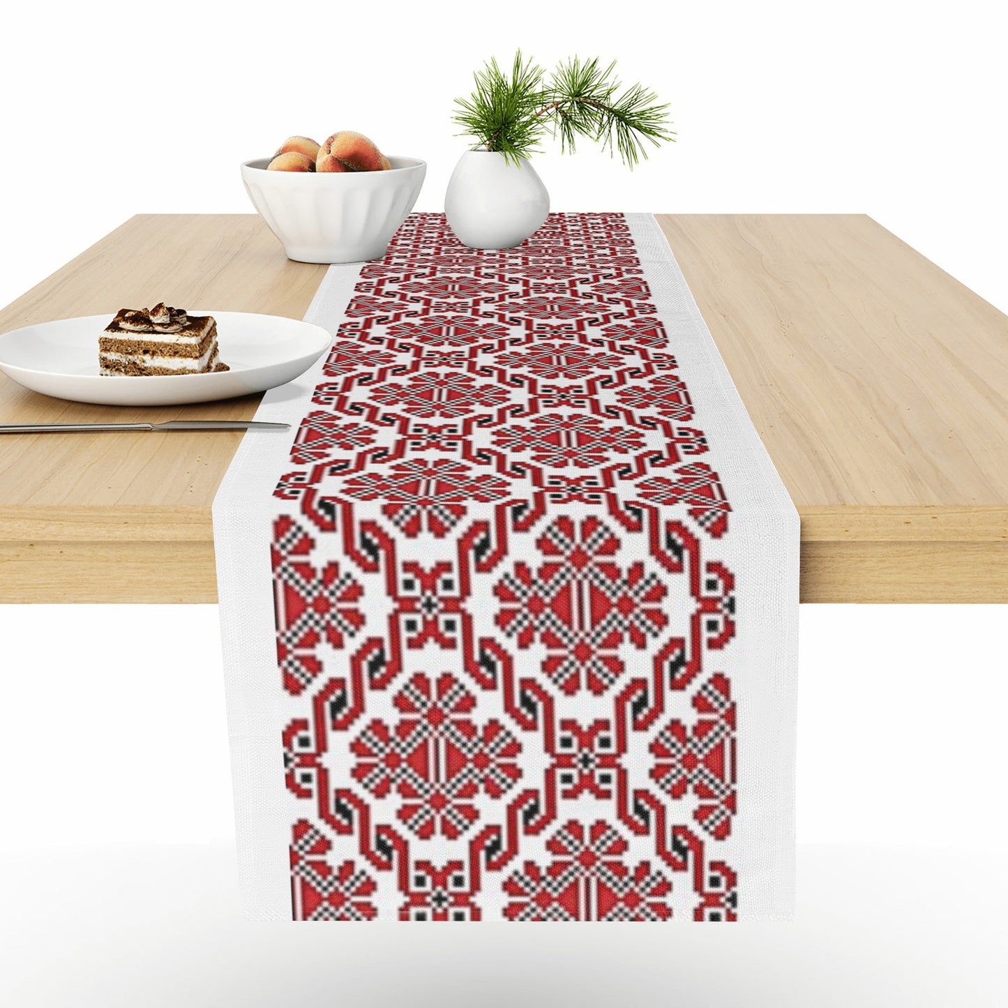 Palestinian Print Table Runner, Palestinian Home Decor, Red