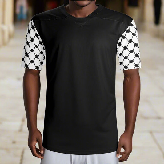 Palestinian Keffiyeh Sleeves Mens Football Rugby Jersey