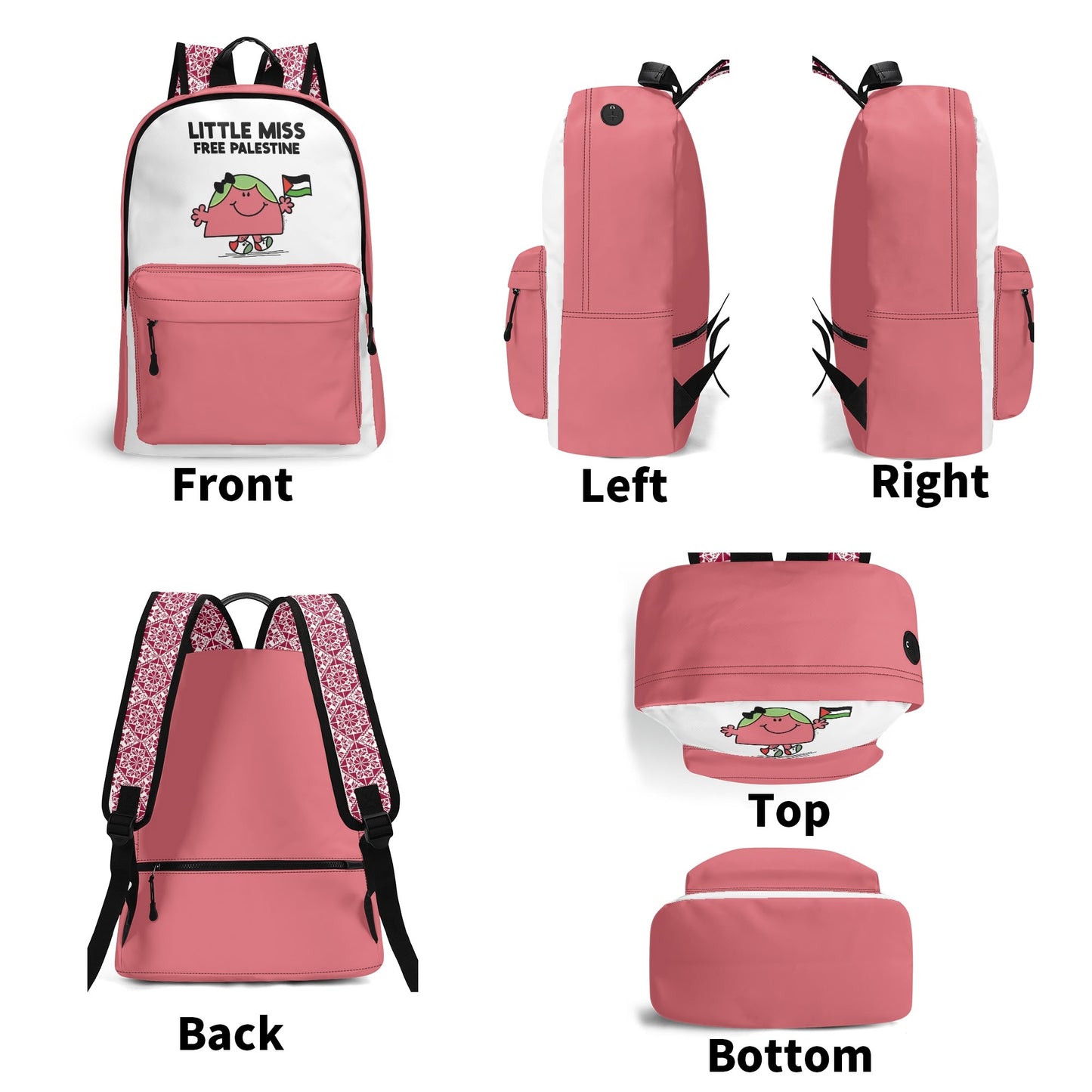 "Little Miss Free Palestine" 17 Inch Twill (PU) Leather Backpack