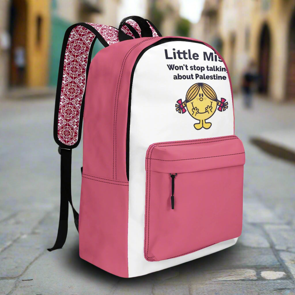 "Little Miss Free Palestine" 17 Inch Twill (PU) Leather Backpack