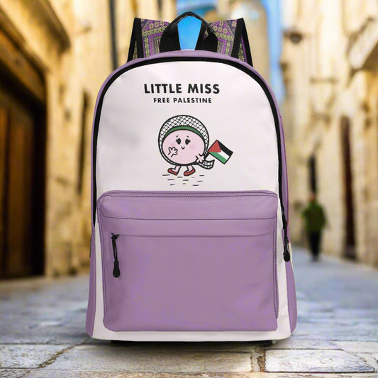 "Little Miss Free Palestine" 17 Inch Twill (PU) Leather Backpack