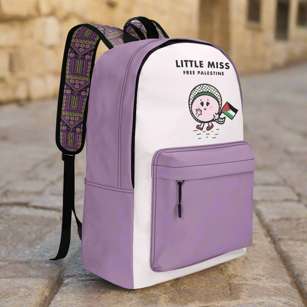 "Little Miss Free Palestine" 17 Inch Twill (PU) Leather Backpack