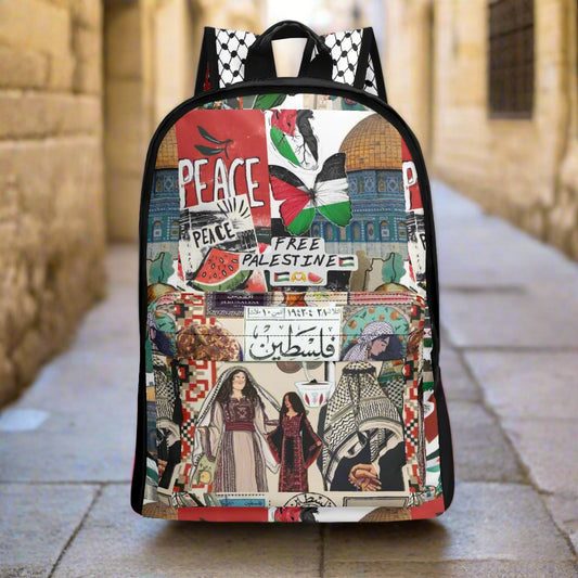 Palestinian Collage 17 Inch Twill (PU) Leather Backpack