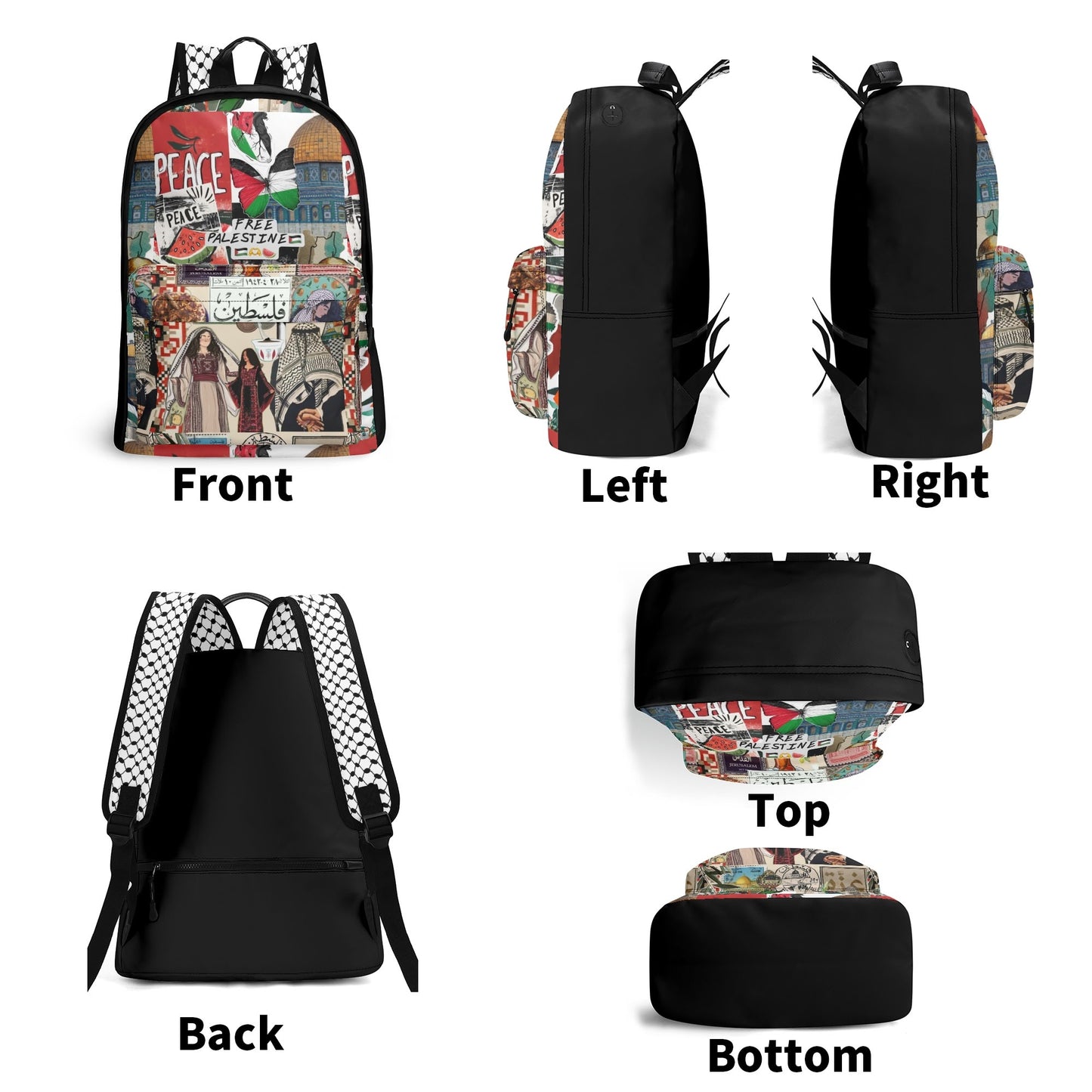 Palestinian Collage 17 Inch Twill (PU) Leather Backpack