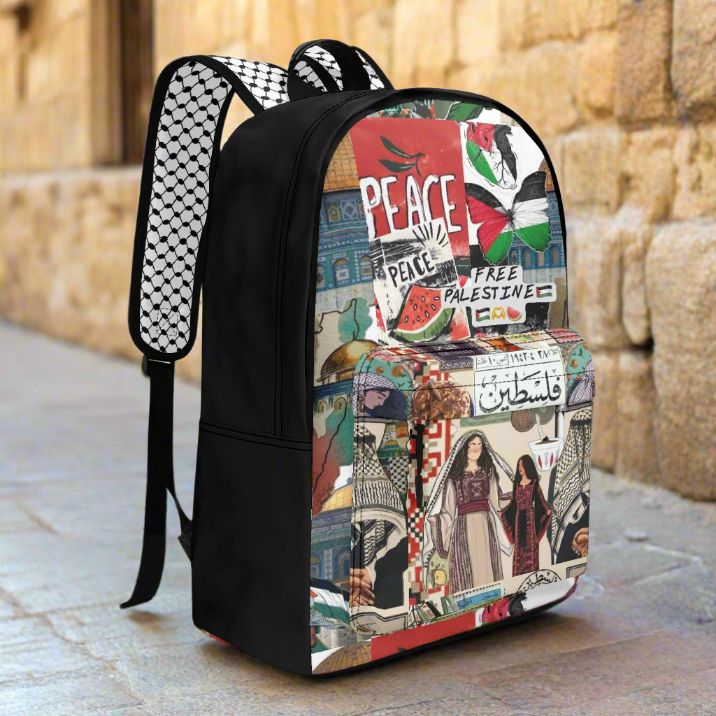 Palestinian Collage 17 Inch Twill (PU) Leather Backpack