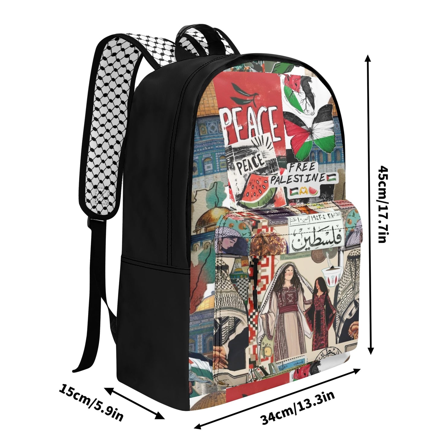 Palestinian Collage 17 Inch Twill (PU) Leather Backpack