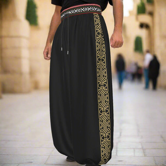 Arabian Dabke Unisex Lantern Pants, with Gold Lining