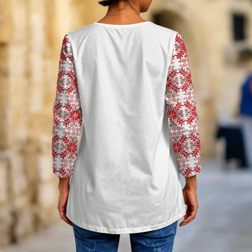 Tatreez Print “Gaza” pattern Palestinian Women's Faux Sweater Cardigan