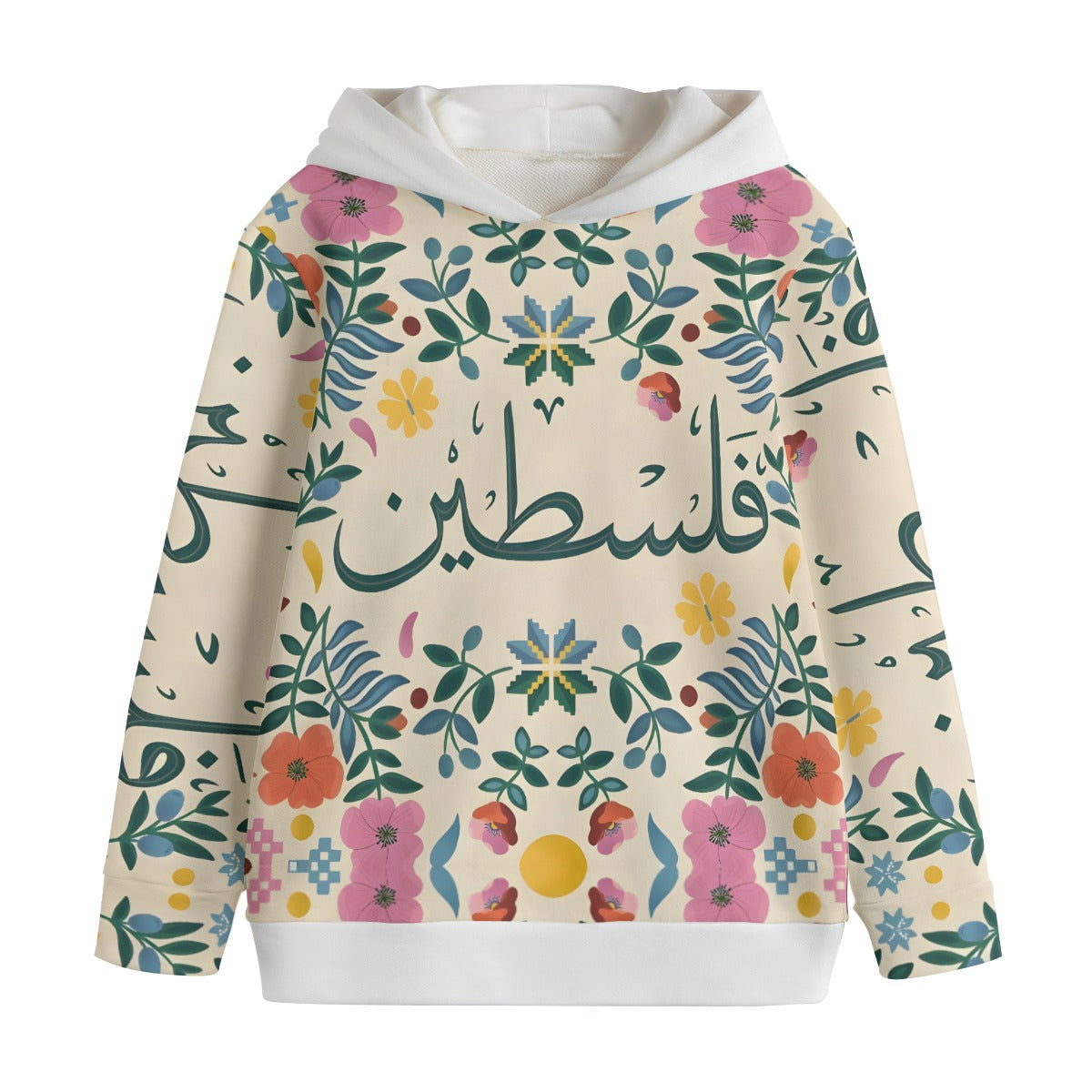 Flowery Palestine All-Over Print Kid's Pullover Hoodie | 310GSM Cotton