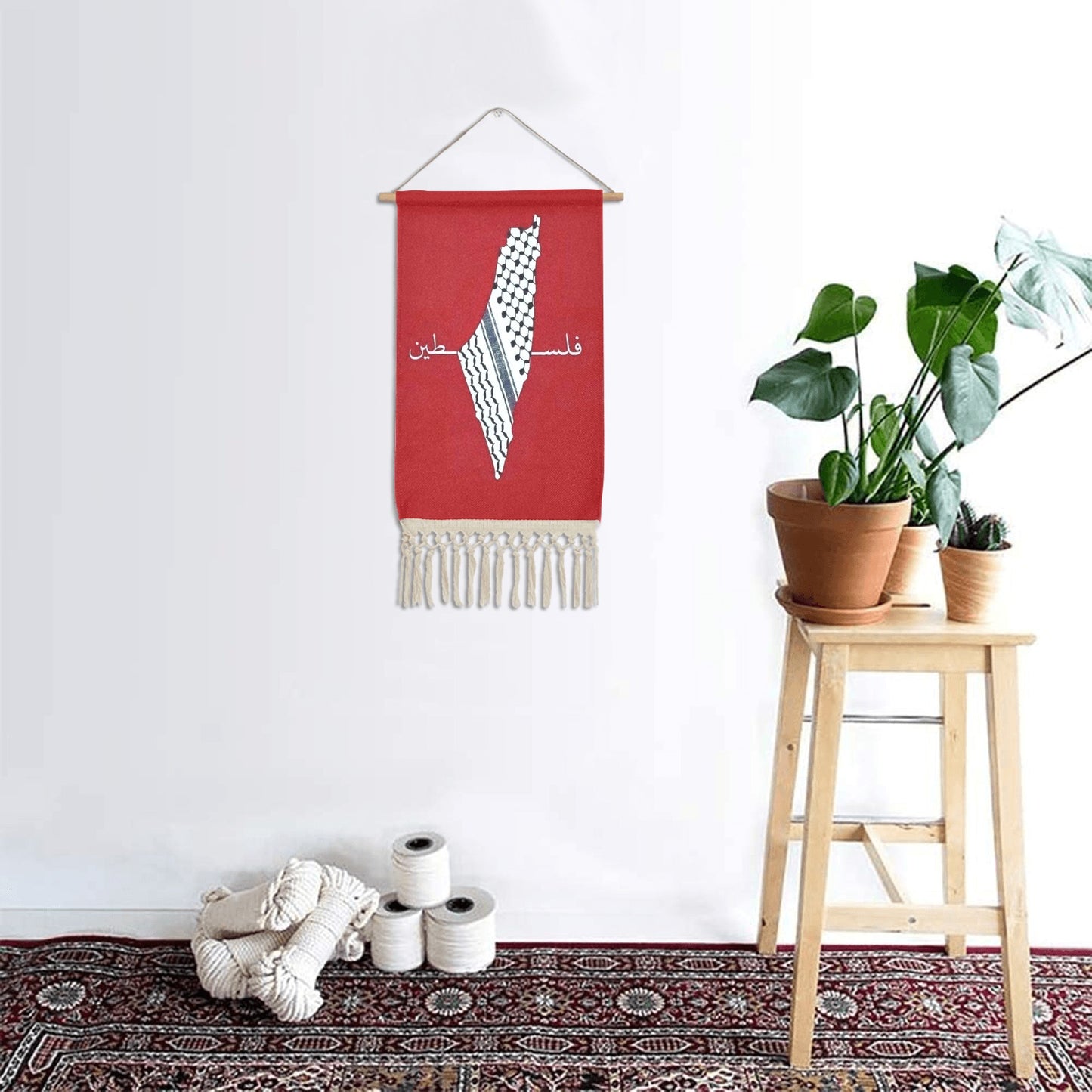 Palestinian Kuffiyeh Map Hanging Wall Tapestry