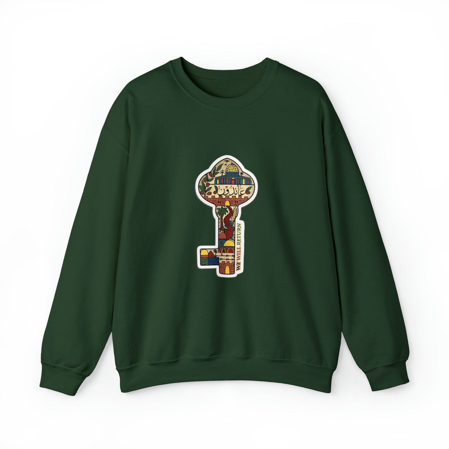 Palestinian Key Design, Unisex Heavy Blend™ Crewneck Sweatshirt, Falasteen, Jerusalem