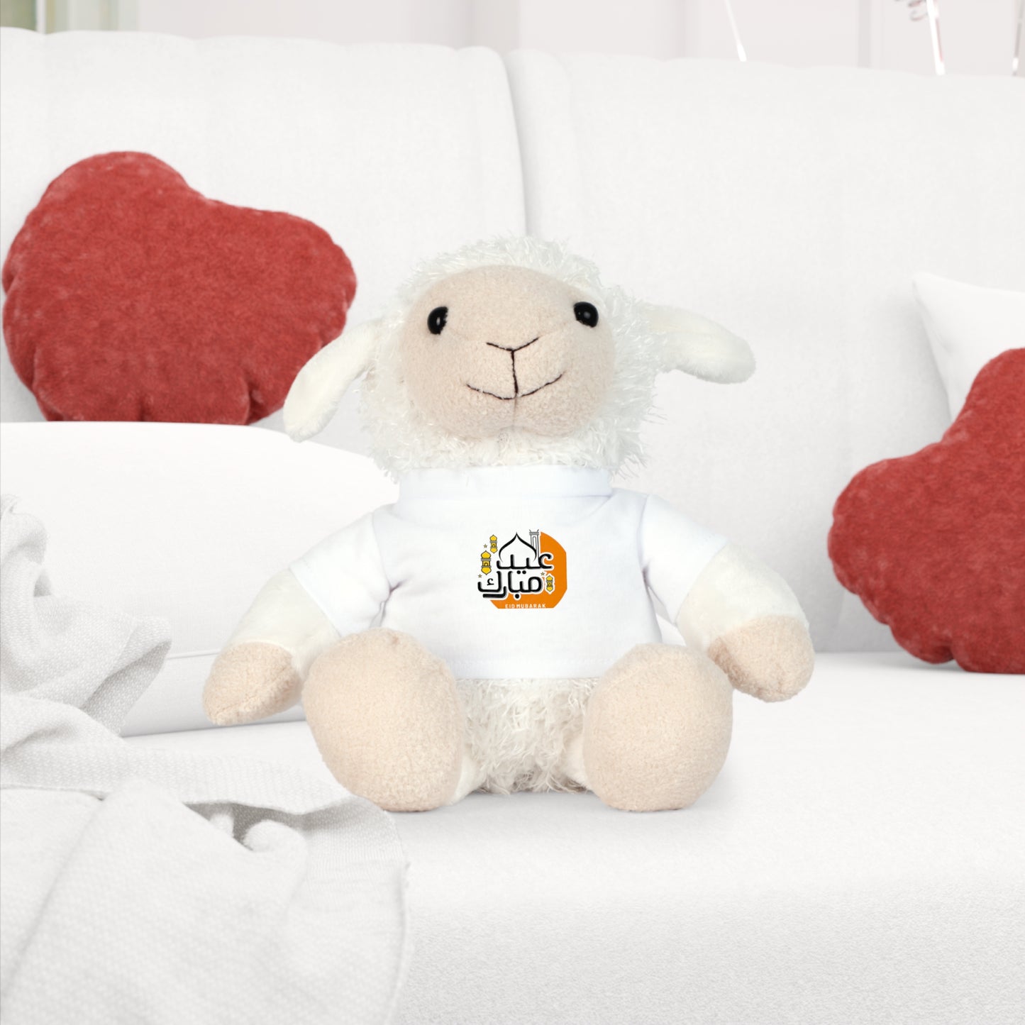 Eid Mubarak Sheep Plush Toy with T-Shirt - Adorable Gift for Kids
