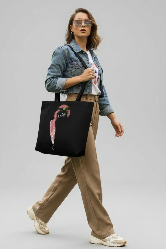 Women's نشميه Jordanian Shemagh Large Capacity One Shoulder Tote Bag With Zipper