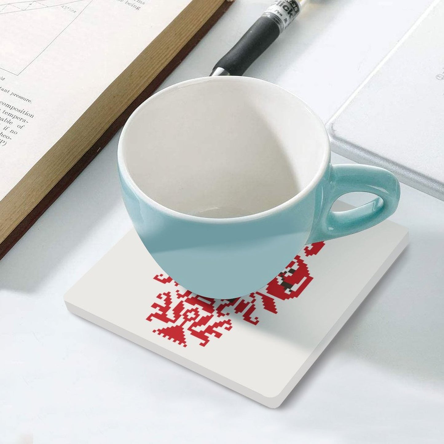 Qowara (Vase) Palestinian Tatreez Ramallah Design Ceramic Coasters (Square) (4 or 6 pieces)