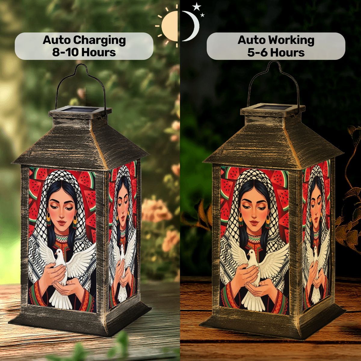 Keffiyeh Peace Dove Palestinian Solar Lantern
