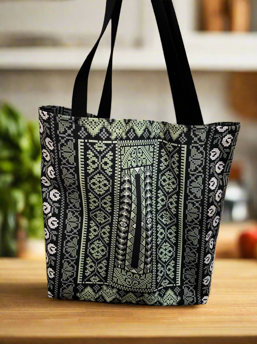 Tote bag, Palestinian Realistic Tatreez print Pattern