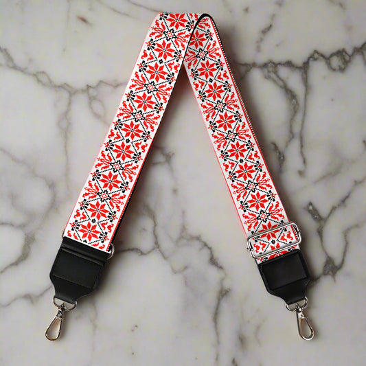 Palestinian Tatreez Print Women's Bag strap, Red