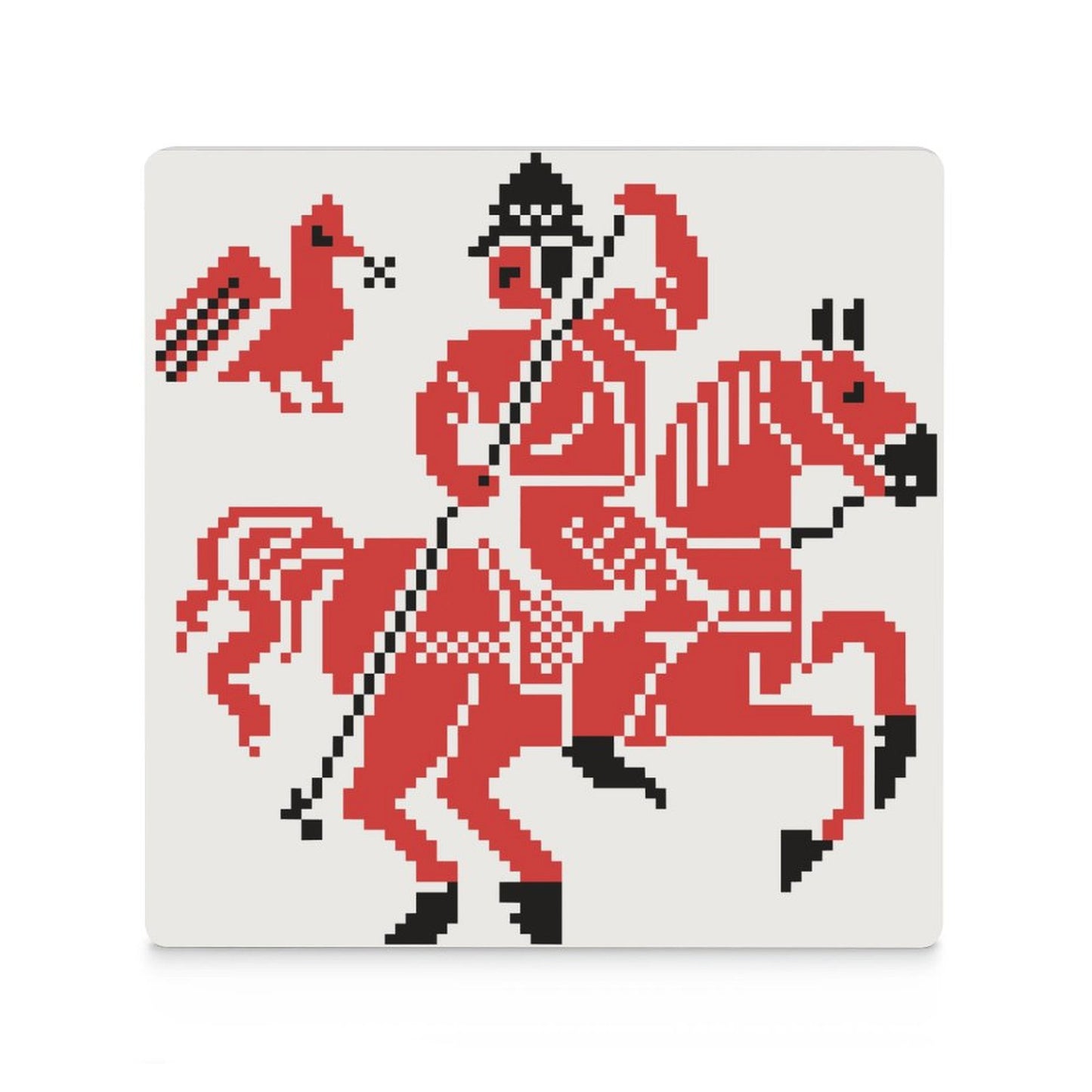 St. George Palestinian Tatreez Design Ceramic Coasters (Square) (4 or 6 Pieces)