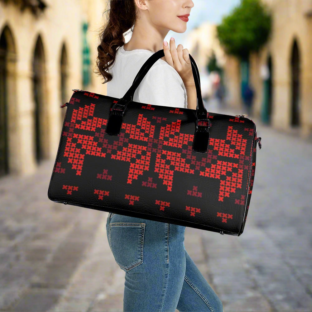 Palestinian Tatreez Leather travel bag