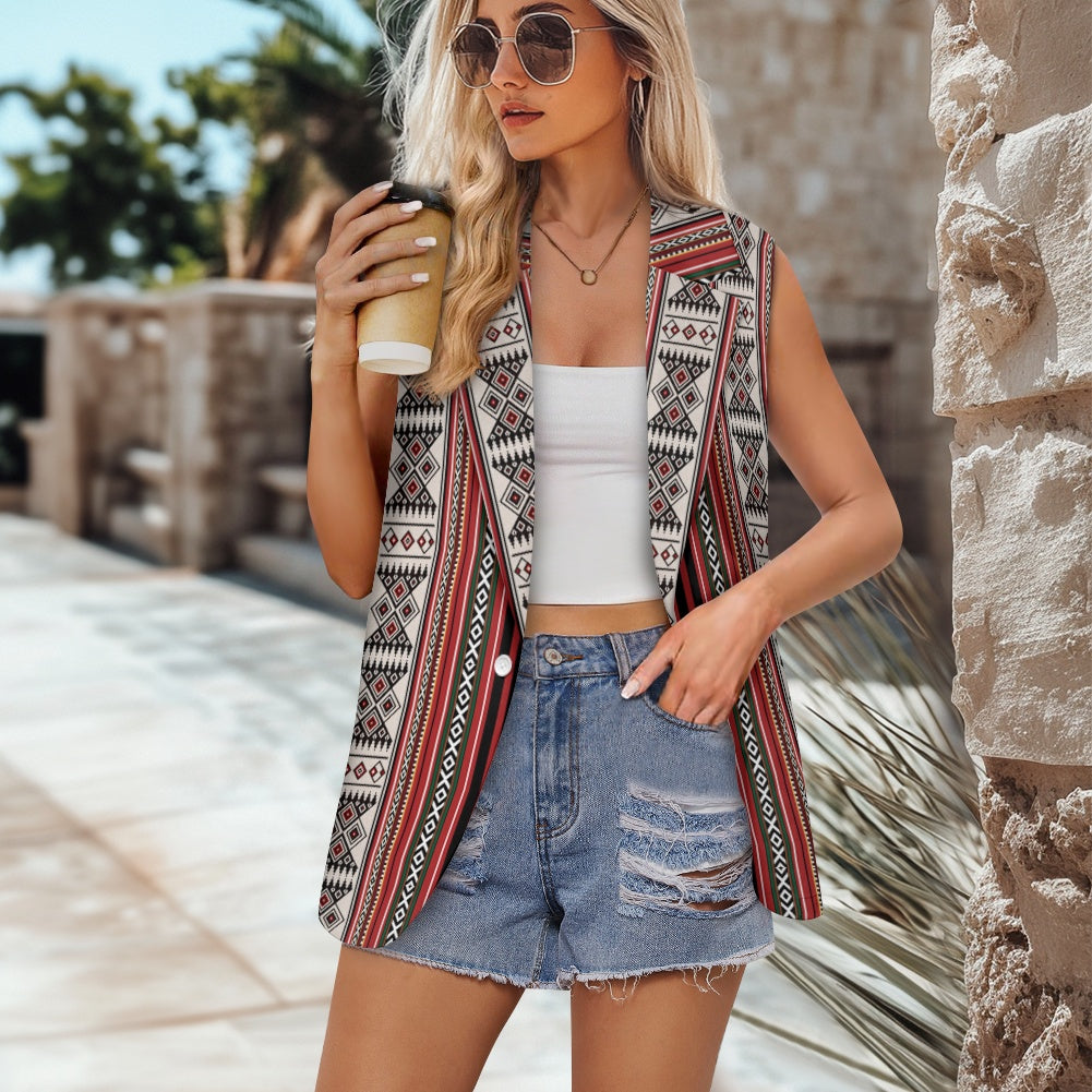 Sadu Print Fabric Modern Loose women's suit vest