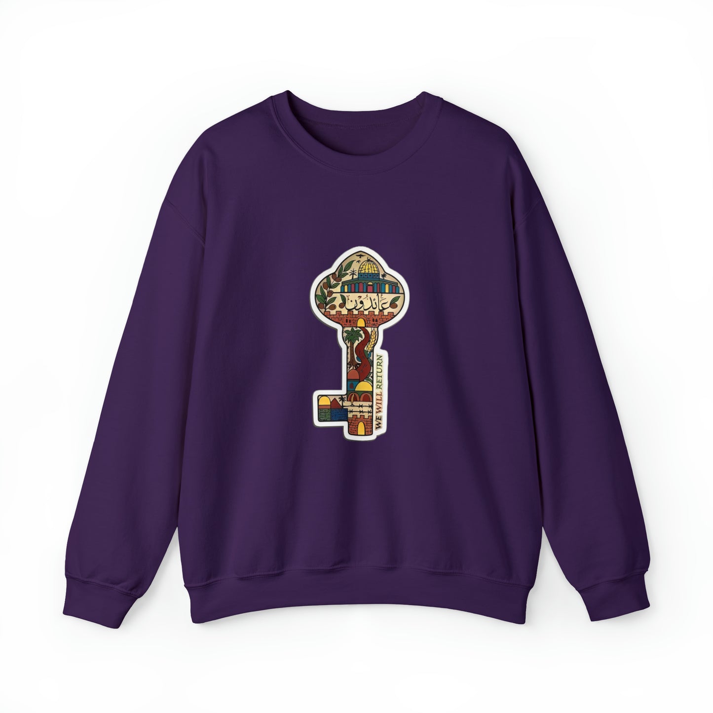 Palestinian Key Design, Unisex Heavy Blend™ Crewneck Sweatshirt, Falasteen, Jerusalem
