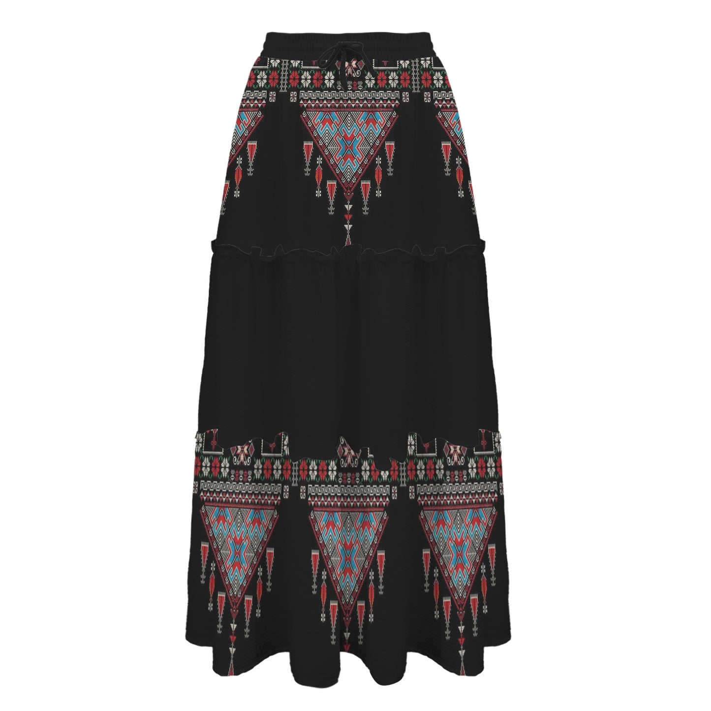 Tatreez Skirt Tether High Waist Tiered Maxi Skirt