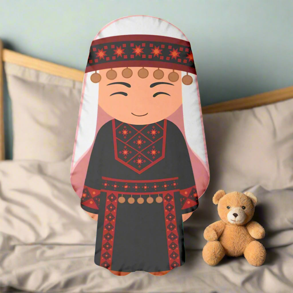 Palestinian Woman Doll Plush pillow wearing Traditional Costume, Children's Gift