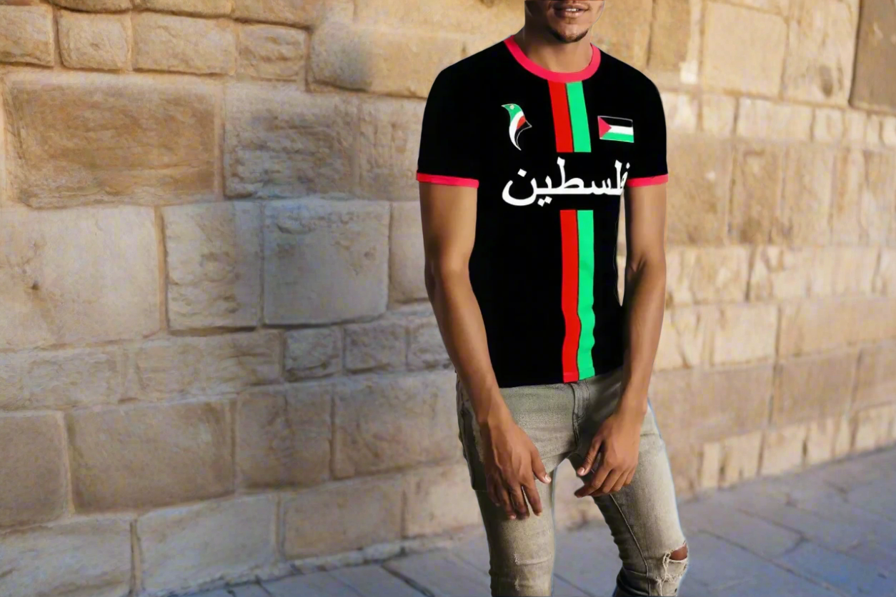 Palestine Flag Map Athletic Jersey T Shirt For Men