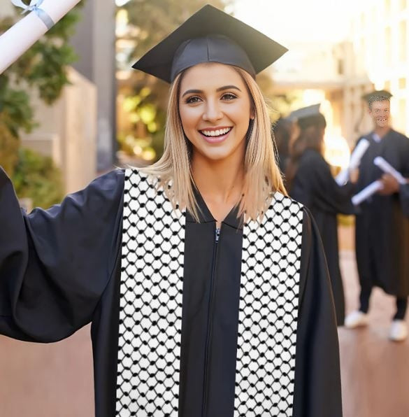 Kuffiyeh Palestinian Double-Sided Printed Thick Graduation Stole (Beveled) | Polyester