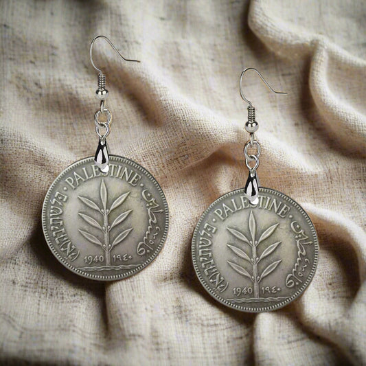 Palestinian Coin Earrings made of Wood