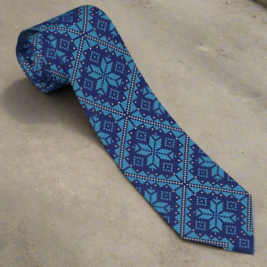 Palestinian Neckties Unisex Tatreez Print Cross Neck Tie - 8 cm