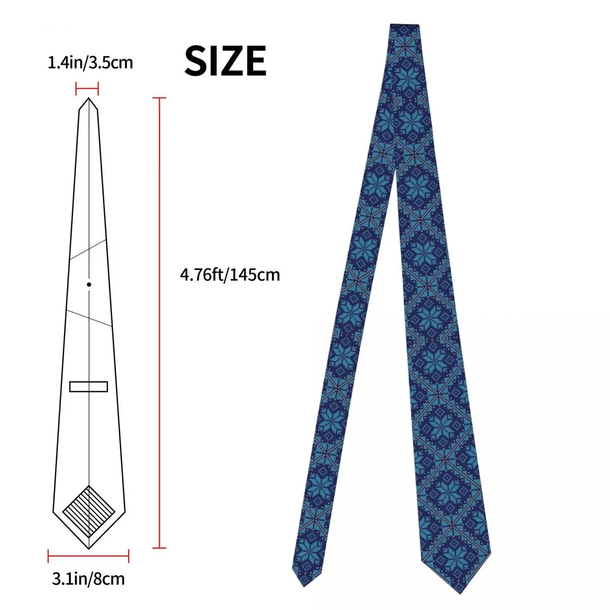 Palestinian Neckties Unisex Tatreez Print Cross Neck Tie - 8 cm