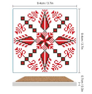 Gaza Disc Palestinian Tatreez Design Ceramic Coasters (Square) (4 or 6 pieces)