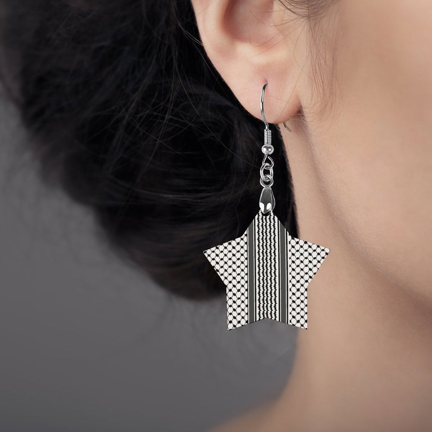 Palestinian Keffiyeh Earrings Pendant (Star Shape)-