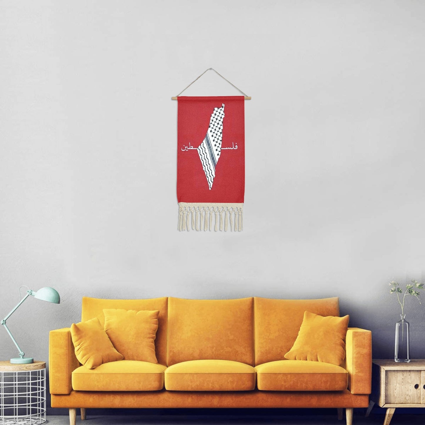 Palestinian Kuffiyeh Map Hanging Wall Tapestry