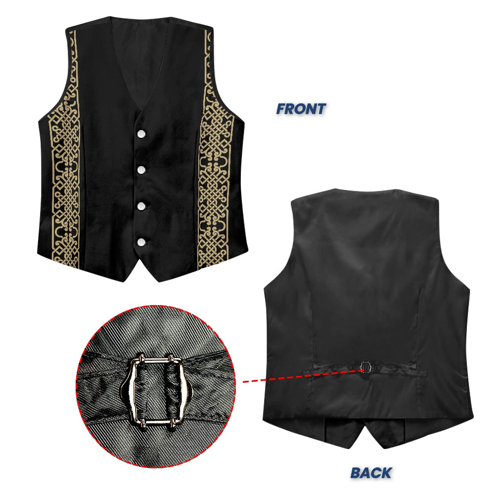 Men Dabke Vest Jacket with Gold Lining