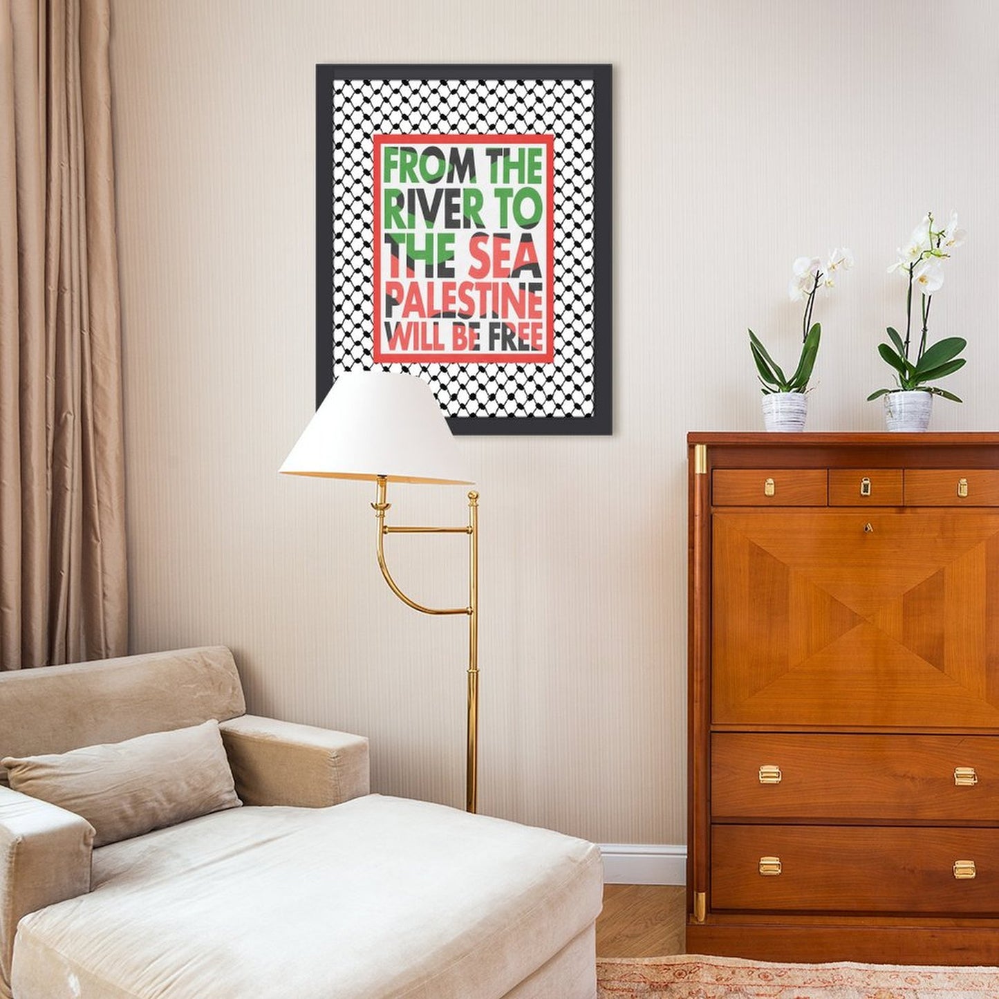 Palestine Art "From the River to the Sea" Home Wood Framework(30*40)