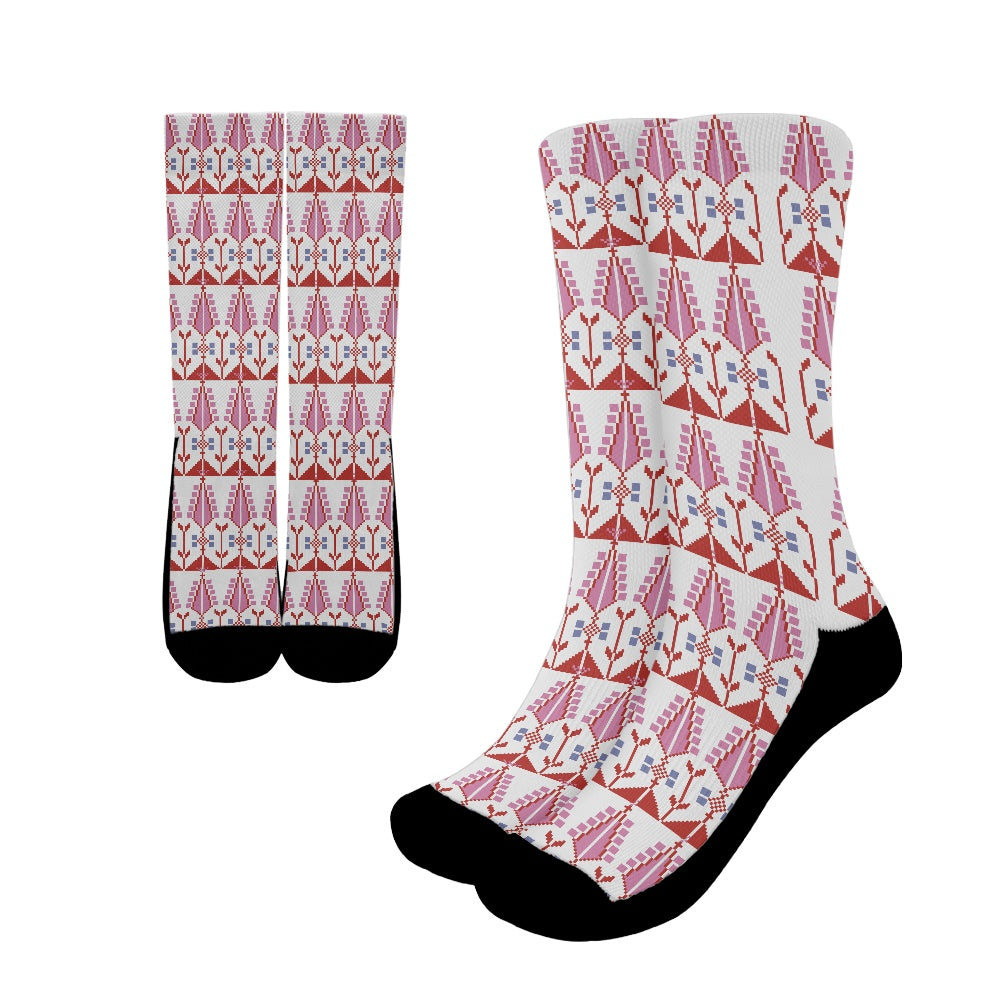 Palestinian Tatreez Print Crew Socks
