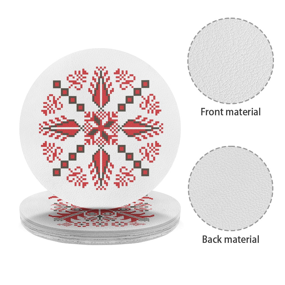 Gaza Tatreez Print PU coasters (6 pack) without shell