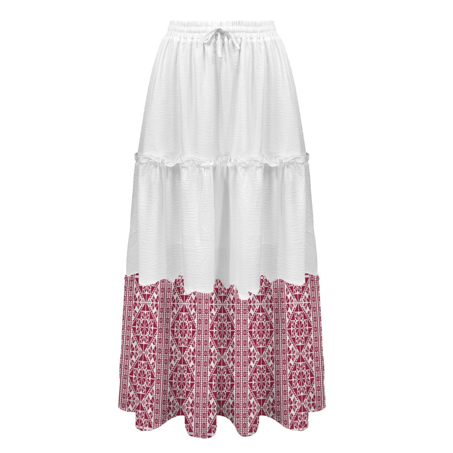 Tatreez Skirt Tether High Waist Tiered Maxi Skirt
