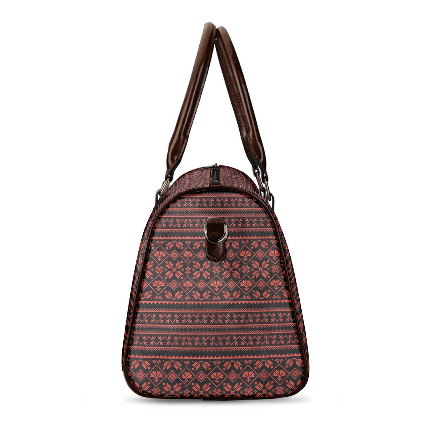 Palestinian Tatreez Print Duffle Bag, Red