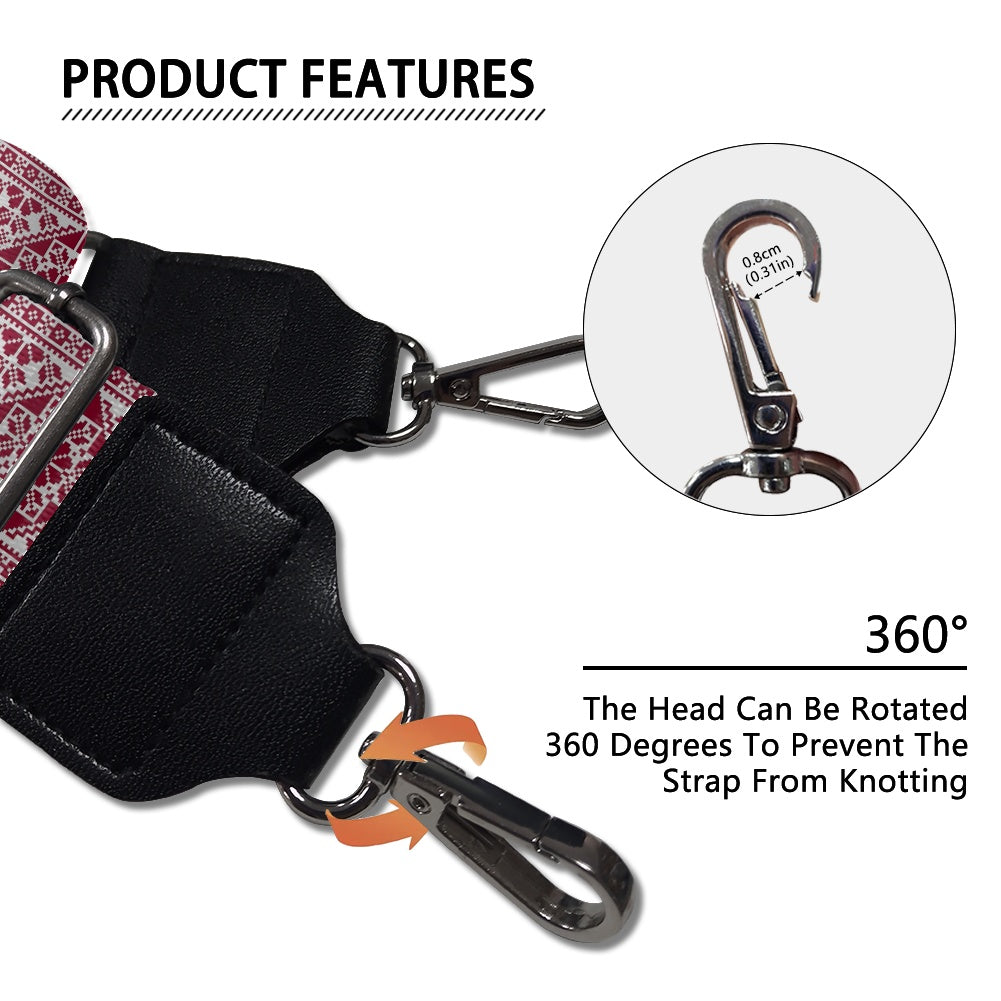 Palestinian Tatreez Print Women's Onesided Bag Strap, Red