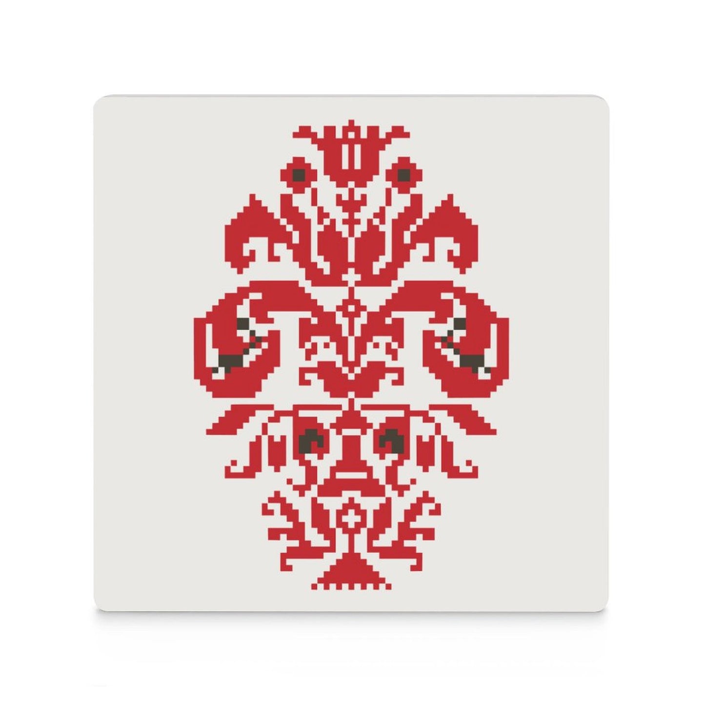 Qowara (Vase) Palestinian Tatreez Ramallah Design Ceramic Coasters (Square) (4 or 6 pieces)