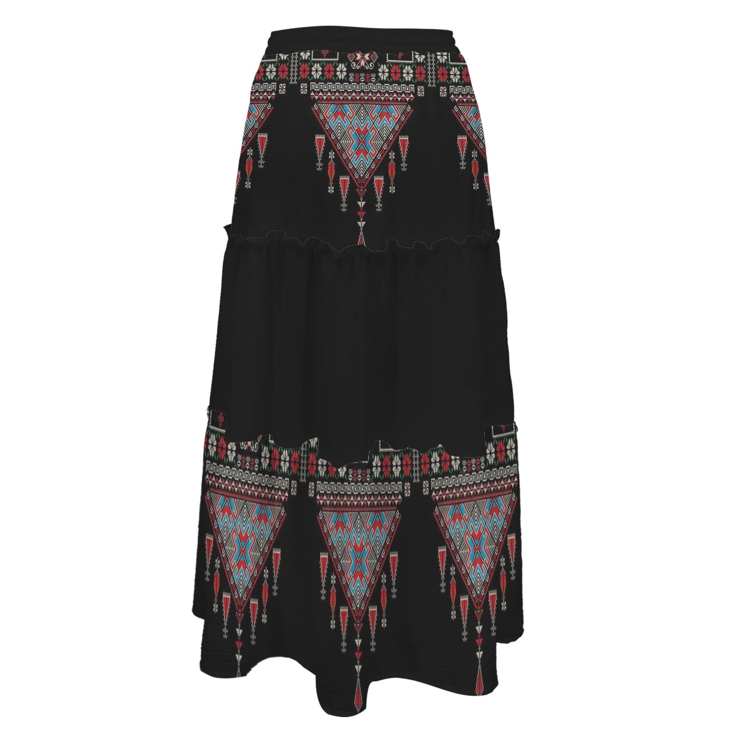 Tatreez Skirt Tether High Waist Tiered Maxi Skirt