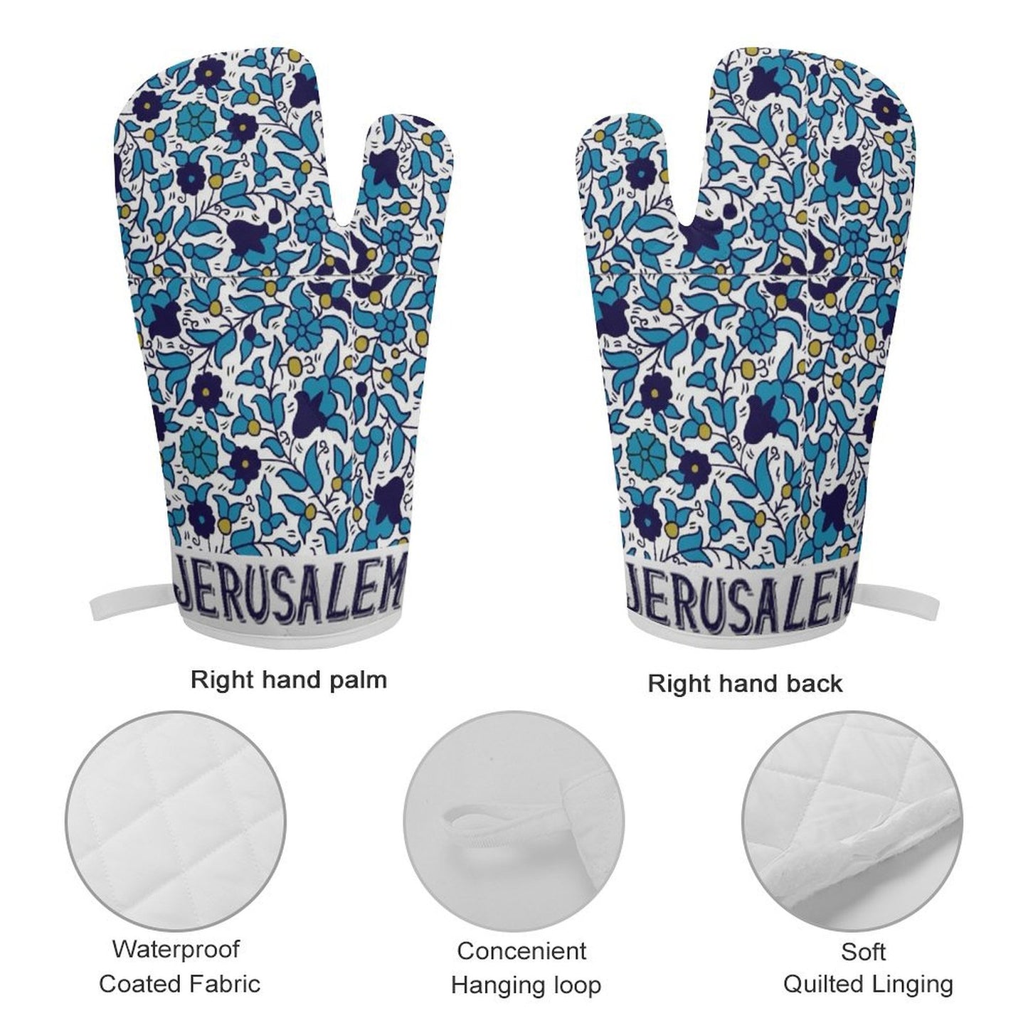 Jerusalem Heat Resistant Oven Mitt With Pot Holder(Two Pieces Set))