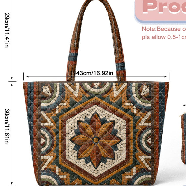 Jordanian Mosaic Quilted shoulder bag/storage bag 2-piece set