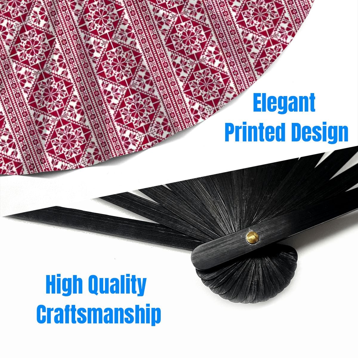 Palestinian Tatreez Folding Fan (Double-sided)
